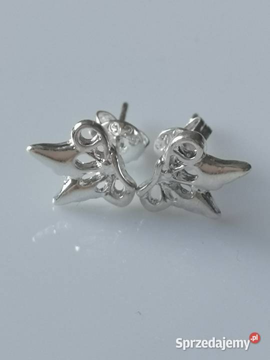 Delikatne srebrne kolczyki motylki skrzydełka Kołobrzeg