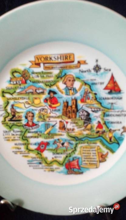 Vintage pamiątkowy talerz Yorkshire wykonany Warszawa