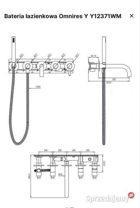 Bateria wannowa 5otworowa podtynkowa z długą Legionowo sprzedam