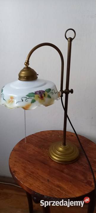 Mosiężna lampka z ruchomym ramieniem ładny klosz Skierniewice