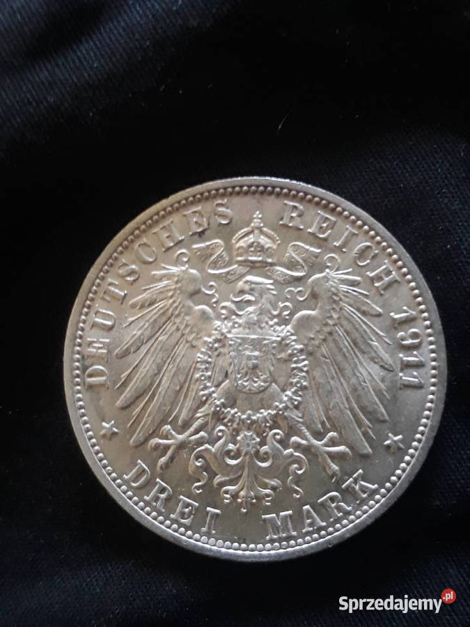 3 Marki Niemcy 1911 r Wirtembergia Jubileusz Konin