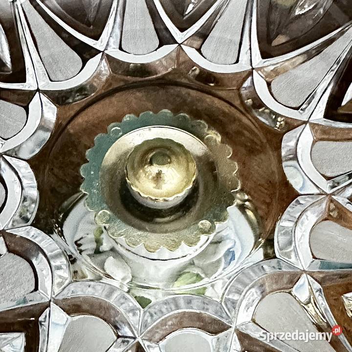 Stylowa patera na stopie porcelana metal szkło