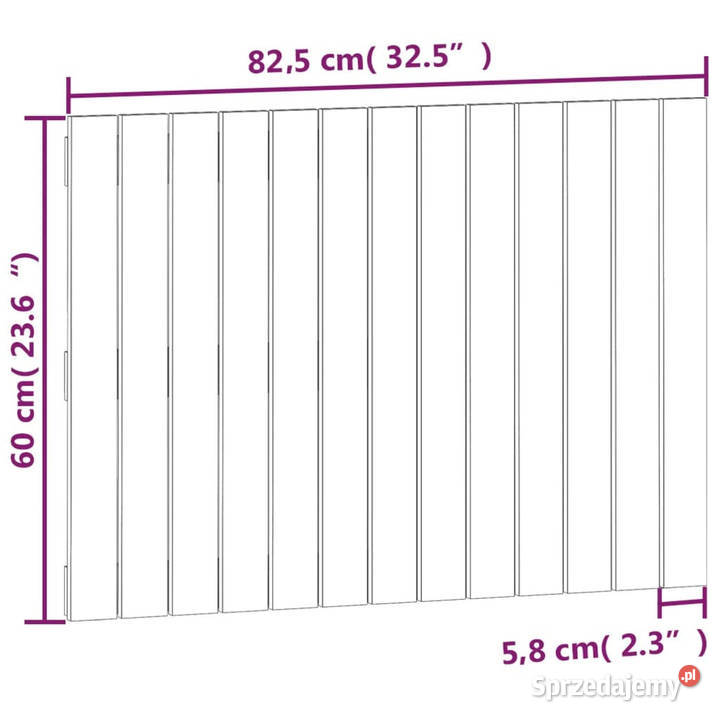 Wezgłowie łóżka czarne 825x3x60 lite drewno Warszawa