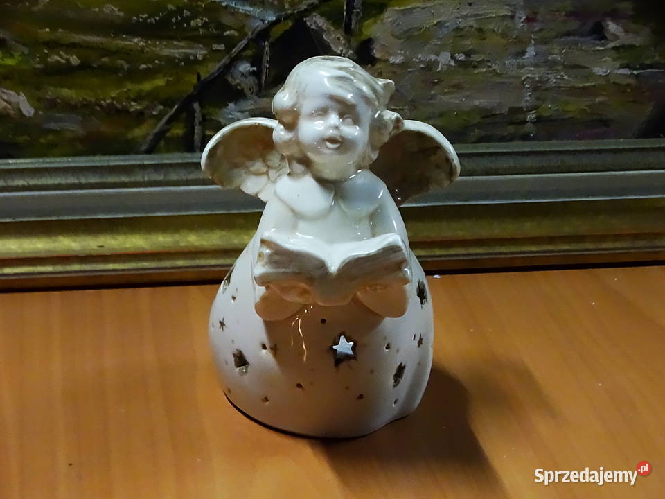 Ceramiczna świecąca figurka anioła Biłgoraj