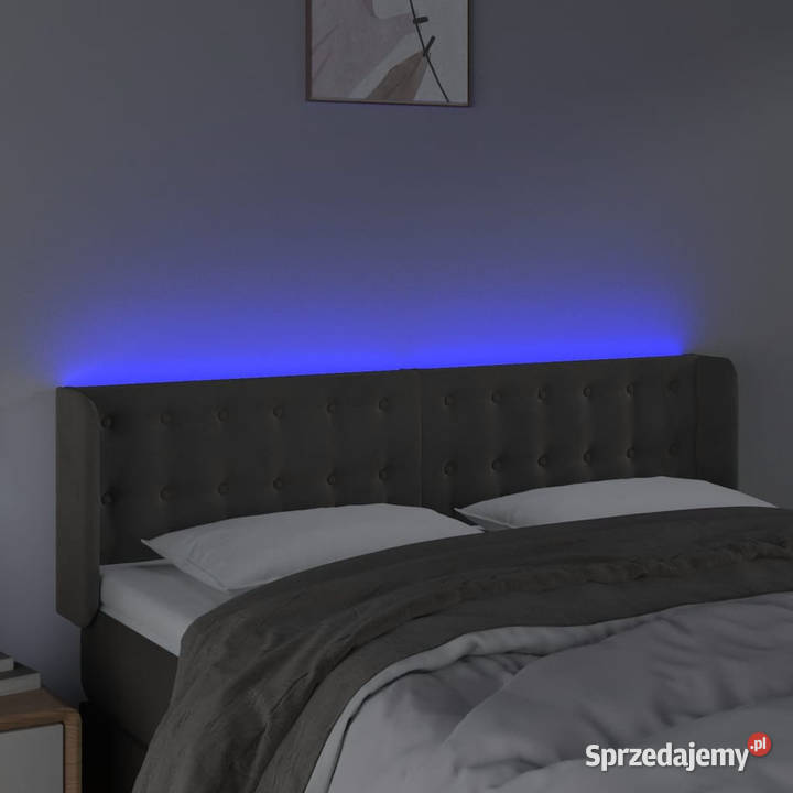 Zagłówek do łóżka z LED ciemnoszary 147x16x7888 Warszawa