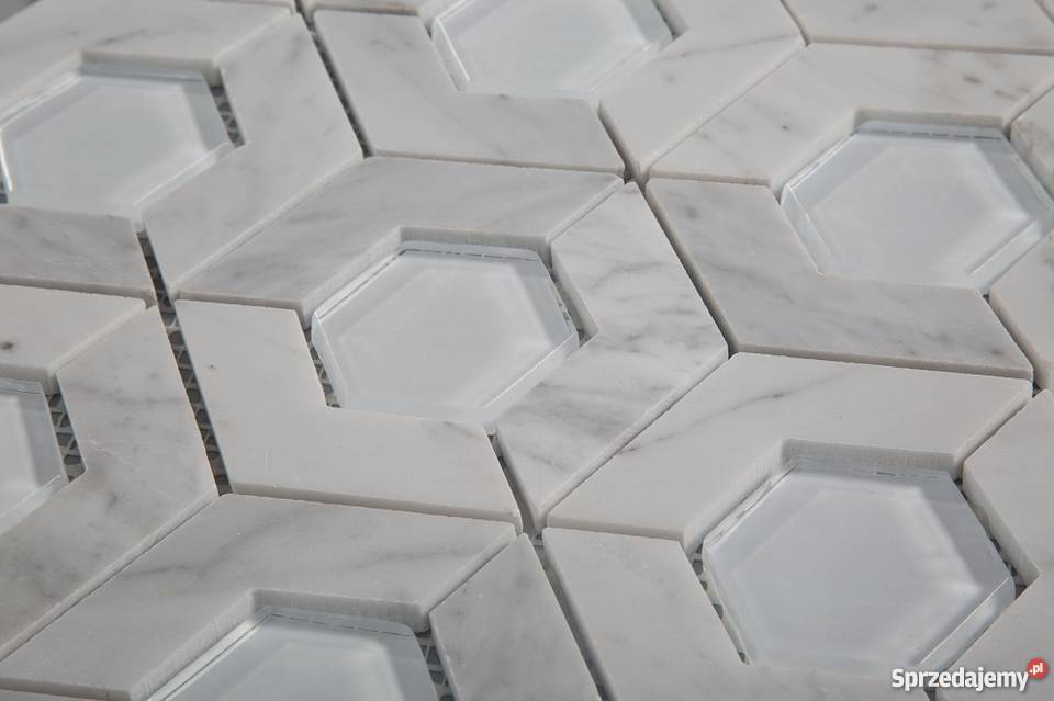 Mozaika FLOWER Bianco Carrara Crystall Glass biały Piława Górna sprzedam