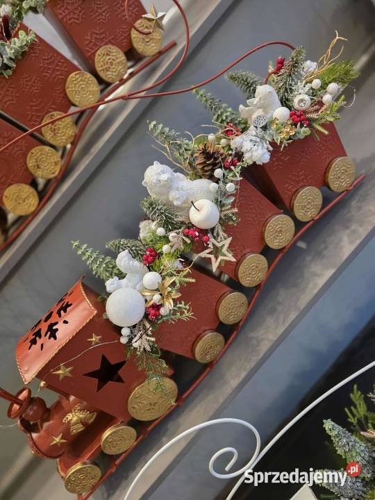 Pociąg czerwony biały dekoracja bożonarodzeniowe czerwony wielkopolskie Wilkowice sprzedam