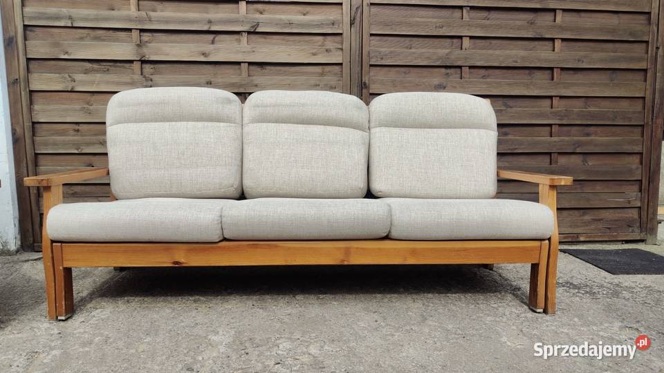 Komplet kanapa fotel drewno sosnowe lata 80 mazowieckie sprzedam