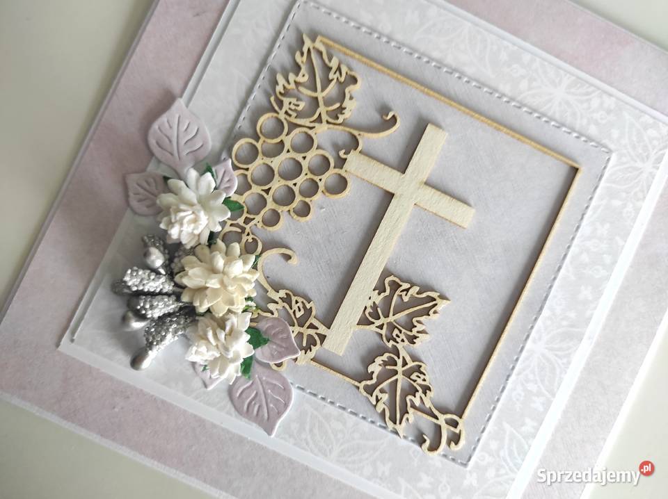 Kartka ręcznie robiona Komunia Święta handmade Łódź