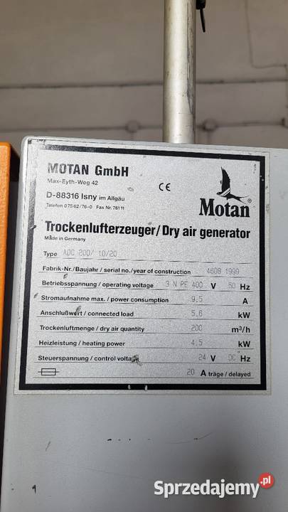 Suszarnia suchego powietrza Motan ADC 200 z Białogard sprzedam