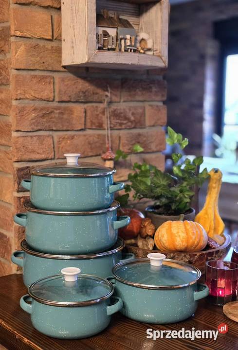 Promocja Garnki emalia zielone kropki i garnki Warszawa