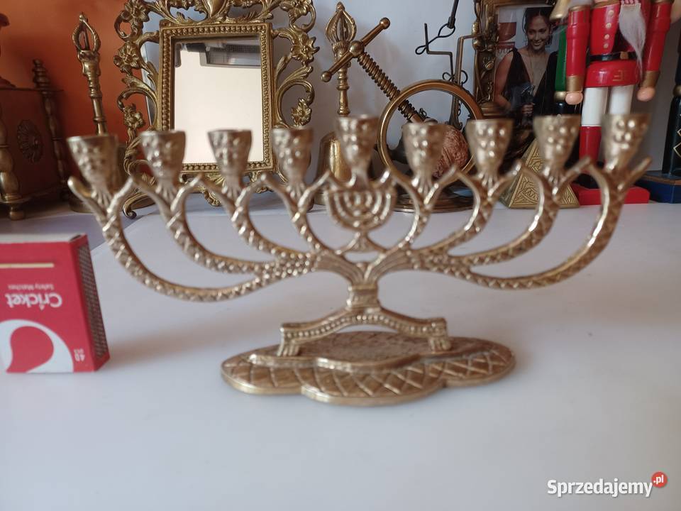 Świecznik mosiężny hanuka Mosiądz Poznań