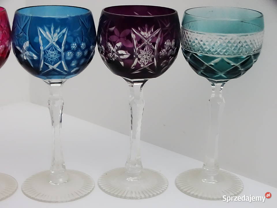 Kieliszki kryształowe kolorowe zestaw 7 sztuk sprzedam