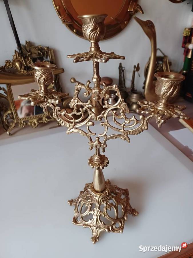 Przepiękny świecznik mosiężny Świeczniki Świeczniki Poznań sprzedam