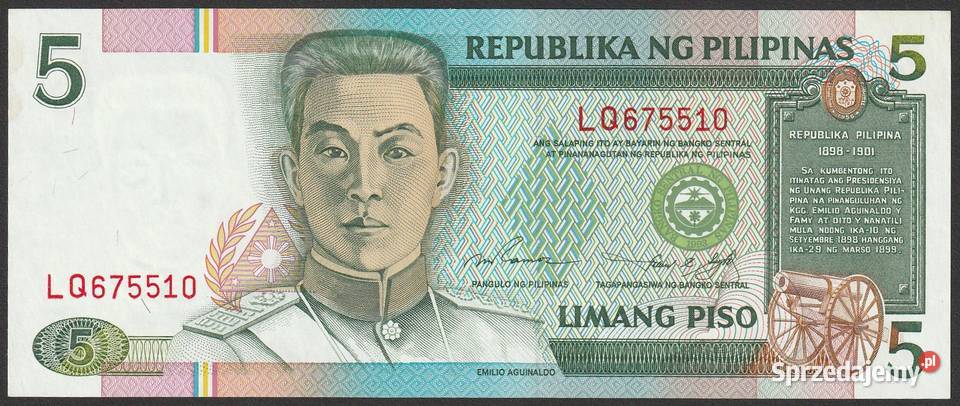 Filipiny 5 piso 1995 Emilio Aguinaldo stan Łódź