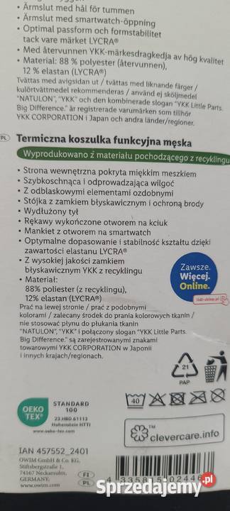 CRIVIT Koszulka termiczna męska rozmiar L 5254 warmińsko-mazurskie Ełk sprzedam