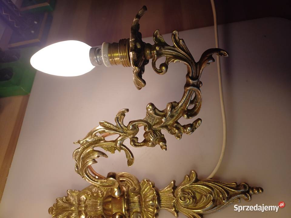 Piękny mosiężny kinkiet z wyłącznikiem Poznań