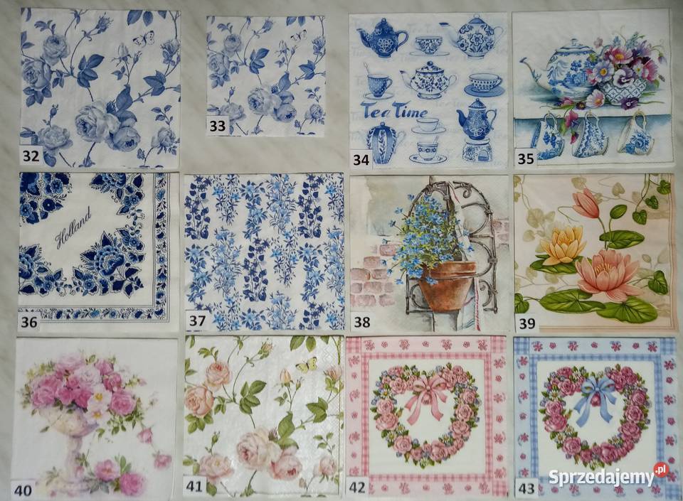 Serwetki decoupage kwiaty zestaw D Laskowiec sprzedam
