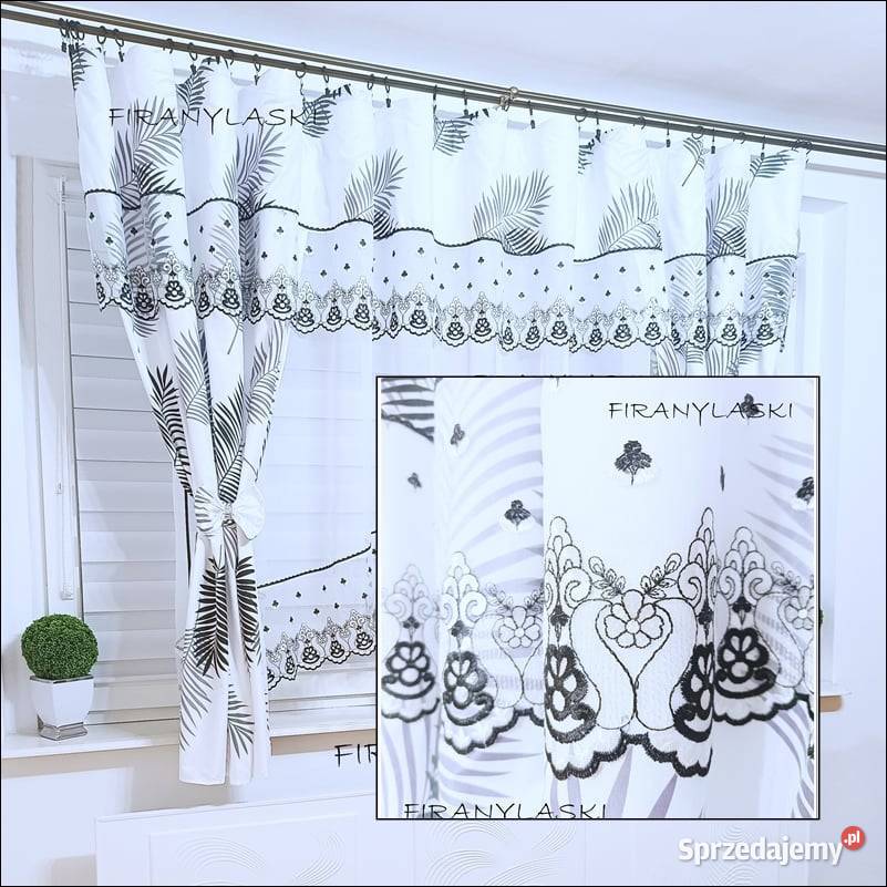 Modne Firany komplet do okna Zasłony firana haft