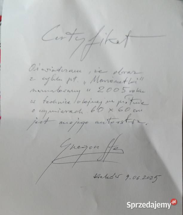 Marionetki obraz olejny autor Grzegorz Stec małopolskie Kraków