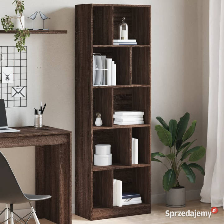 Regał brązowy dąb 57x285x174 materiał Warszawa