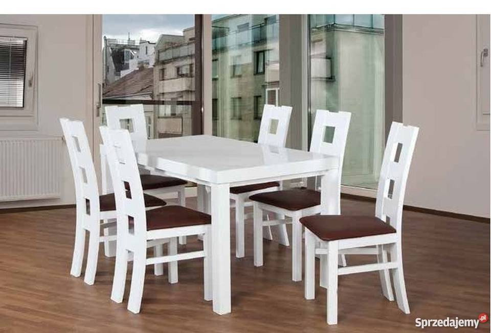 Piękny Stół Camilla + 6 Krzeseł Fila Niska