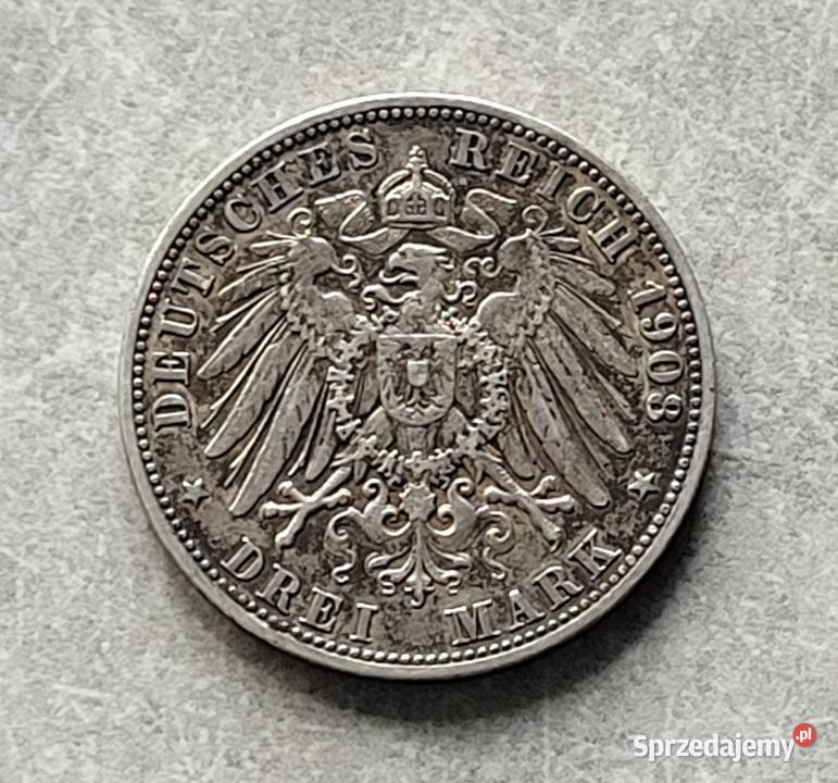 211 NIEMCY srebro 3 Marki 1908 r sprzedam