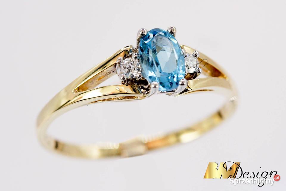 Pierścionek z topazem i diamentami pierścionek
