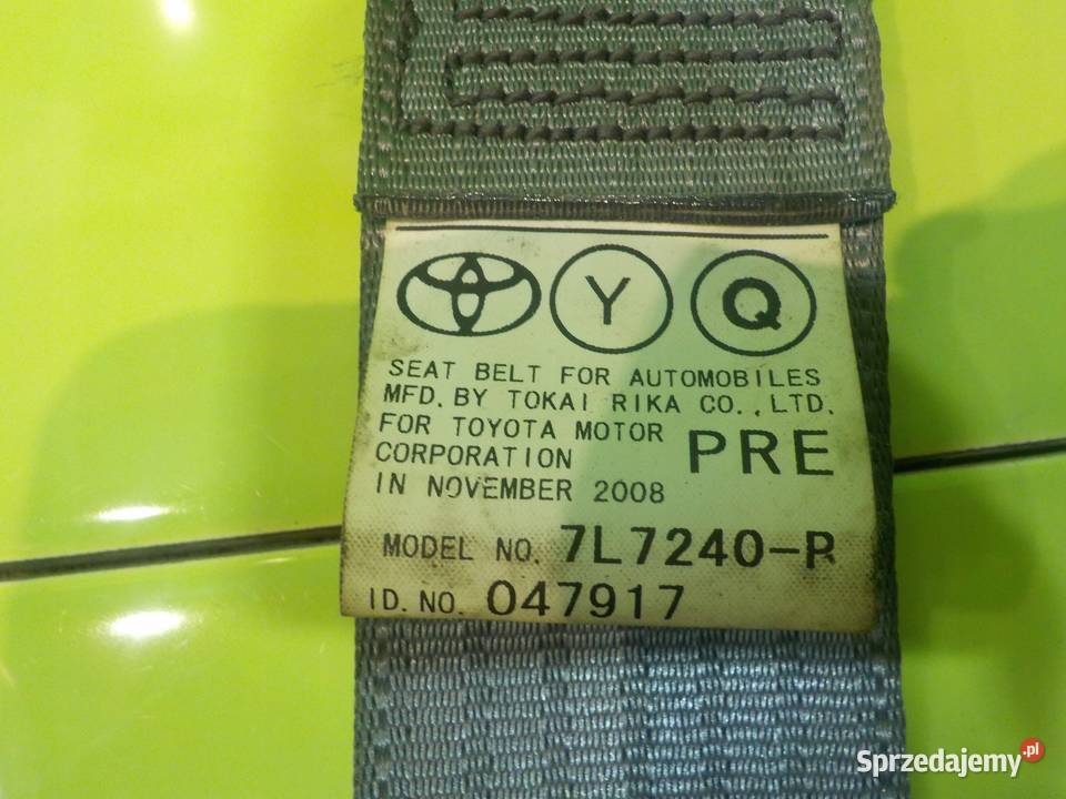 TOYOTA PRIUS II 09r 5D pas bezpieczenstwa prawy osobowe Motoryzacja Suków