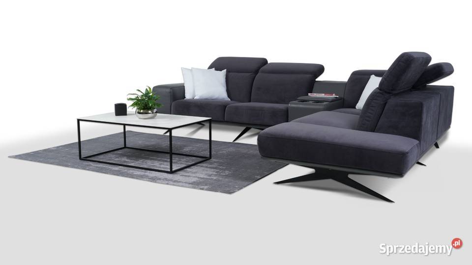 Narożnik tkanina z skórą wysokie nogi miękki Toruń