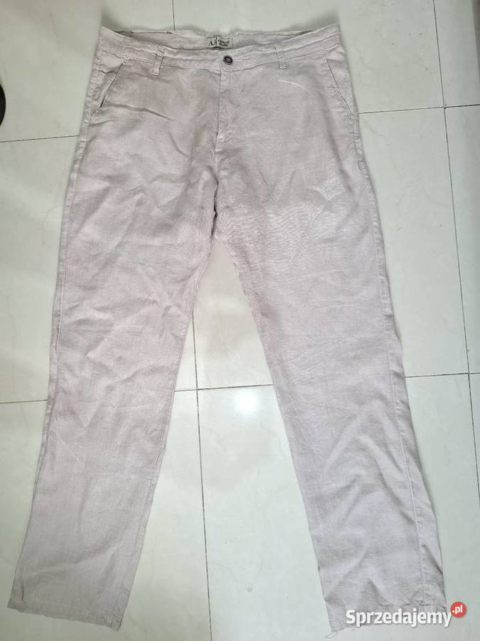 Męskie spodnie bawełniane lniane styl Chino 34 Odzież codzienna Kraków
