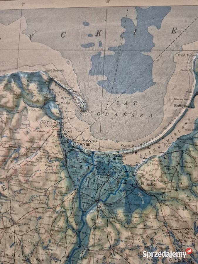 Mapa wypukła Polski z 1986 roku Piekary Śląskie