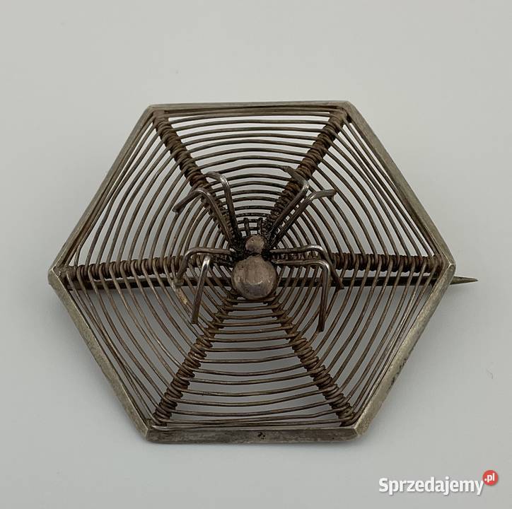 Antyczna Srebrna Broszka PAJĄK 3D II RP Kraków