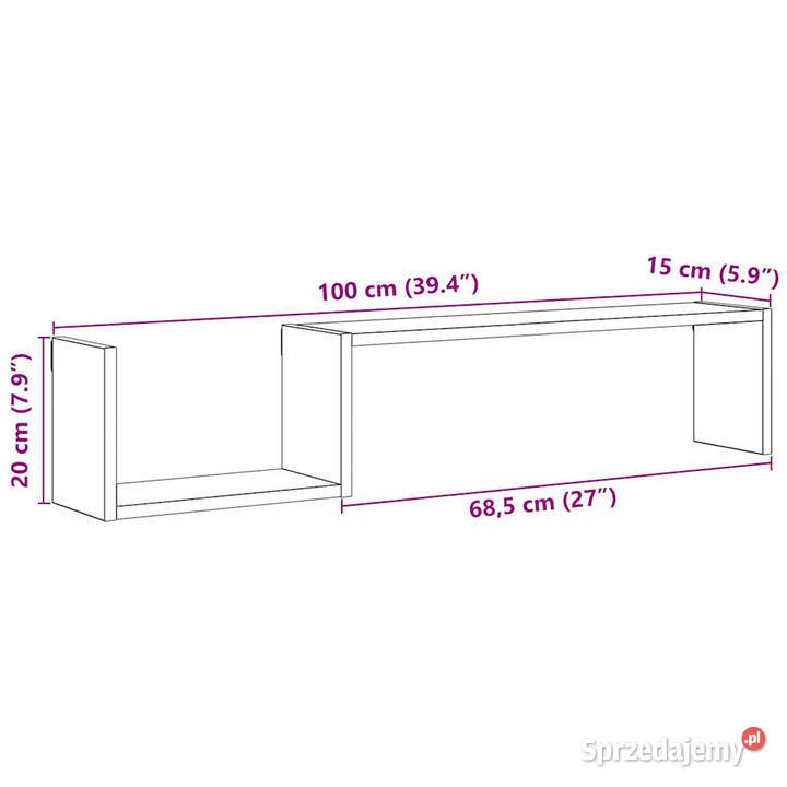 Półki ścienne 2 stare drewno 100x15x20 WM856612 Warszawa sprzedam