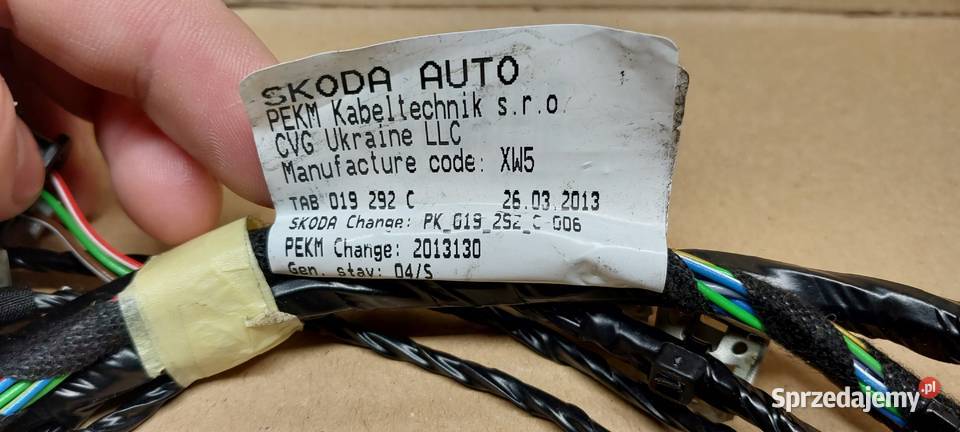 WIĄZKA INSTALACJA 6 PDC TYŁ SKODA OCTAVIA III 13 Mielęcin