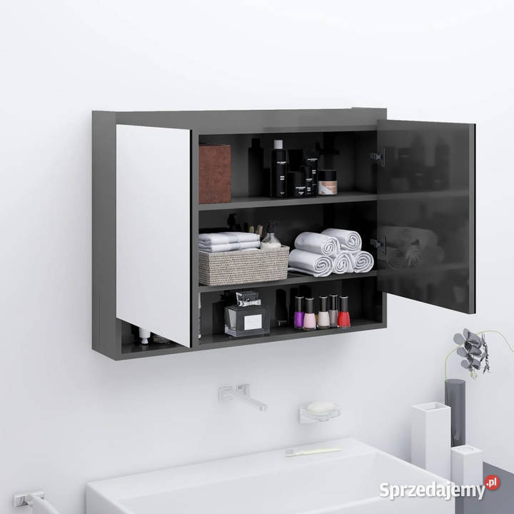 Szafka łazienkowa z lustrem 80x15x60 MDF szary z Warszawa