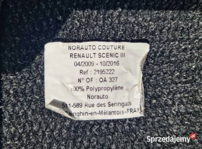 Dywaniki Welurowe Renault Scenic III OEM śląskie Częstochowa