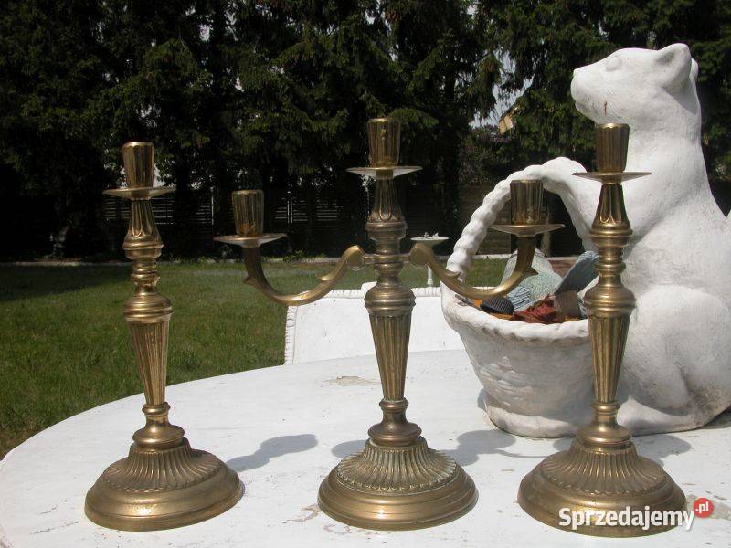 stare mosiężne świeczniki 3 sztuki Gorzów Wielkopolski