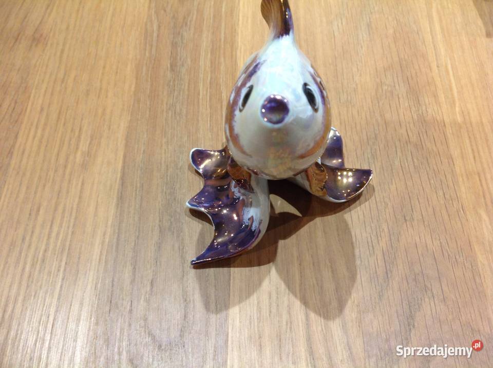 Stara figurka Złota Rybka z Porcelany Sygnowana