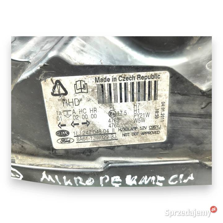 LAMPA PRAWA Ford Fiesta MK7 0817r PRZEDNIA PRAWY Chełm