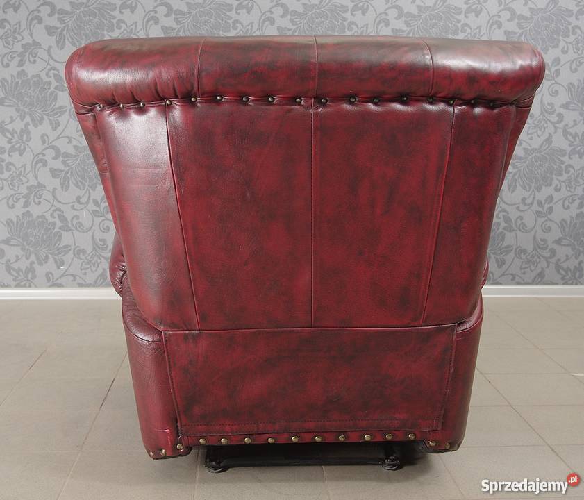 Fotel rozkładany angielski skóra naturalna 4739 Nysa sprzedam