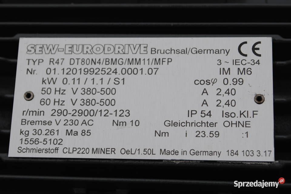 MOTOREDUKTOR 01111kw 12123obr FALOWNIK SEW Kargowa