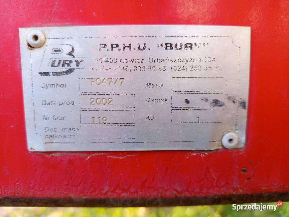 Opryskiwacz polowy Bury Pelikan 2000L Stopnica