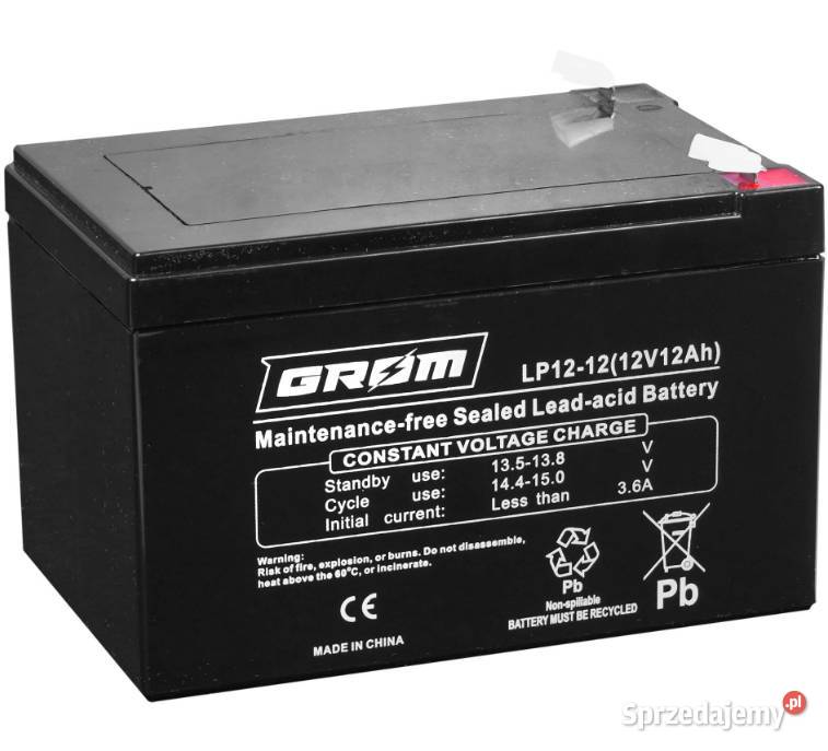 Akumulator żelowy 12V 12Ah GROM LP1212 Kościerzyna