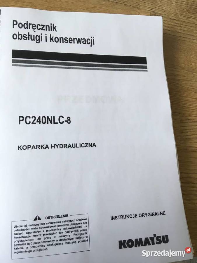 dtr instrukcja obsługi koparka komatsu pc240nlc8 Pozostałe