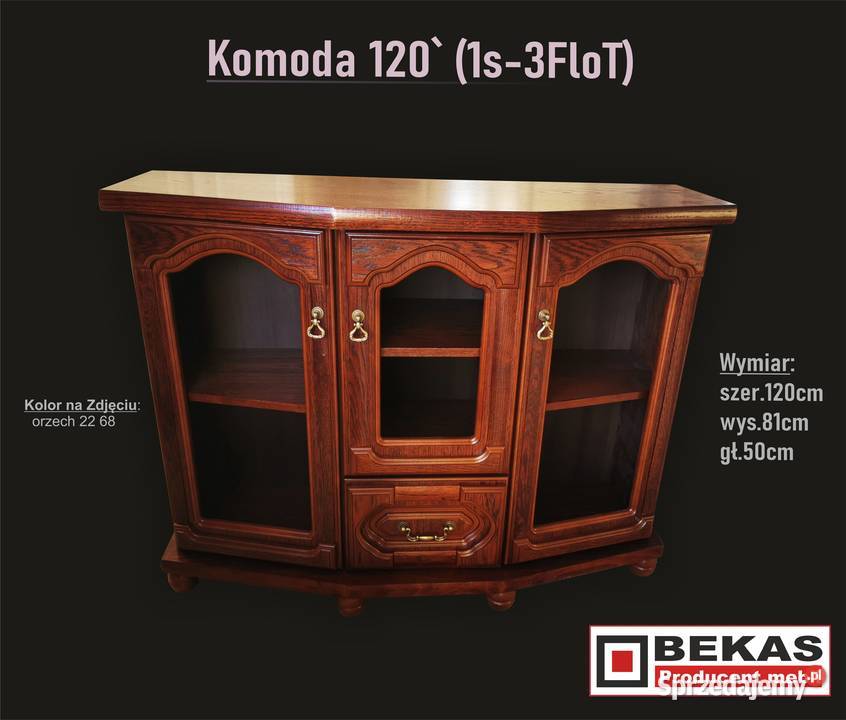 Śliczna Komoda 120 1S3FloT Dąb Rustikalny Orzech 50cm Wałbrzych