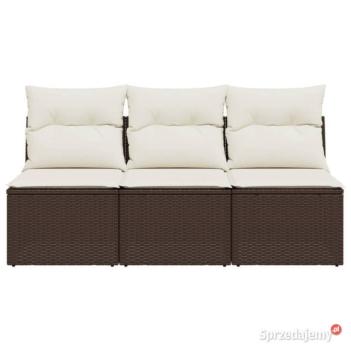 Sofa ogrodowa z poduszkami 3osobowa brązowa Warszawa