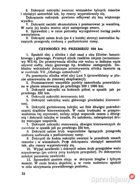 Instrukcja obsługi Warszawa m 20 garbus Pozostałe Stalowa Wola