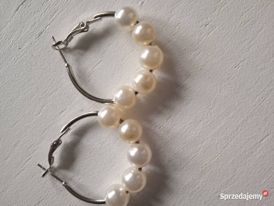 KOLCZYKI KOŁA Z PERŁAMI WYJĄTKOWE posrebrzane Kolczyki Piła