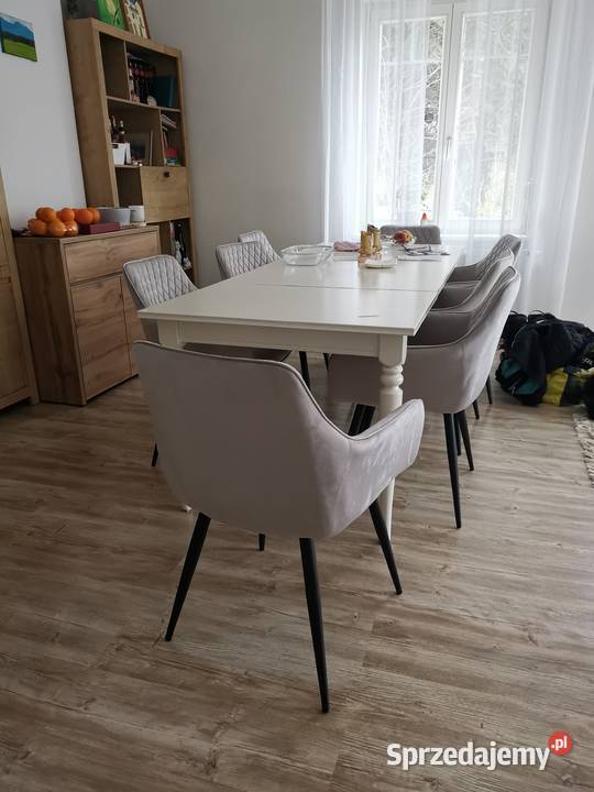 Krzesla nowe welur polysk szare agata Krzesła Meble Poznań